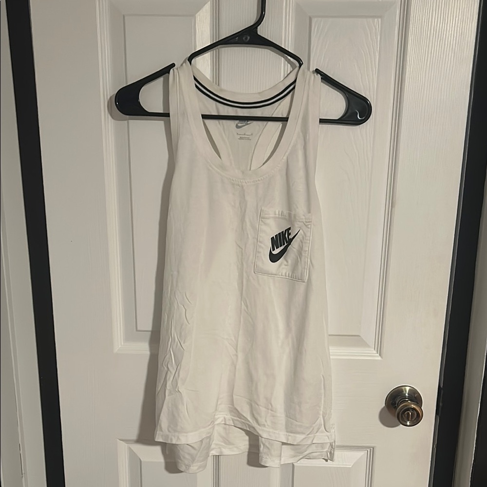 Nike White Sleeveless Top with Black Logo